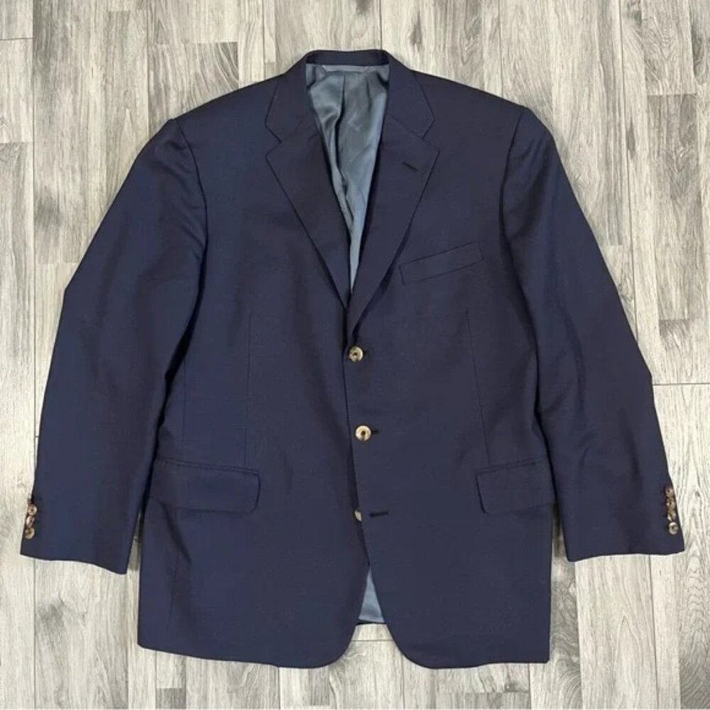 Holland Sherry Savile Row Filo A Mano Navy Houndstooth Sport Coat 42 R
